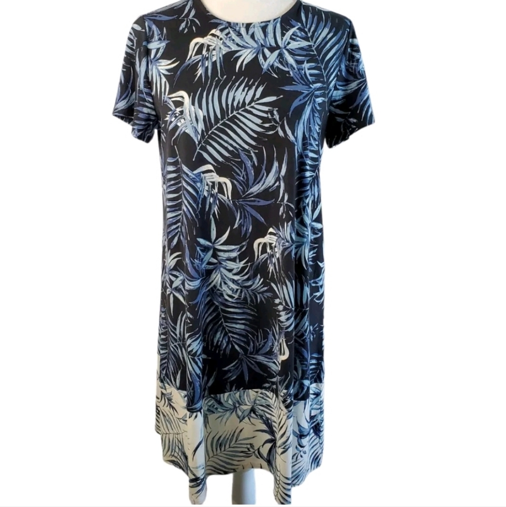 J Jill Dress‎ Women Small Tropical Oversized Stretch Palm Leaf Tee Cover Up S M